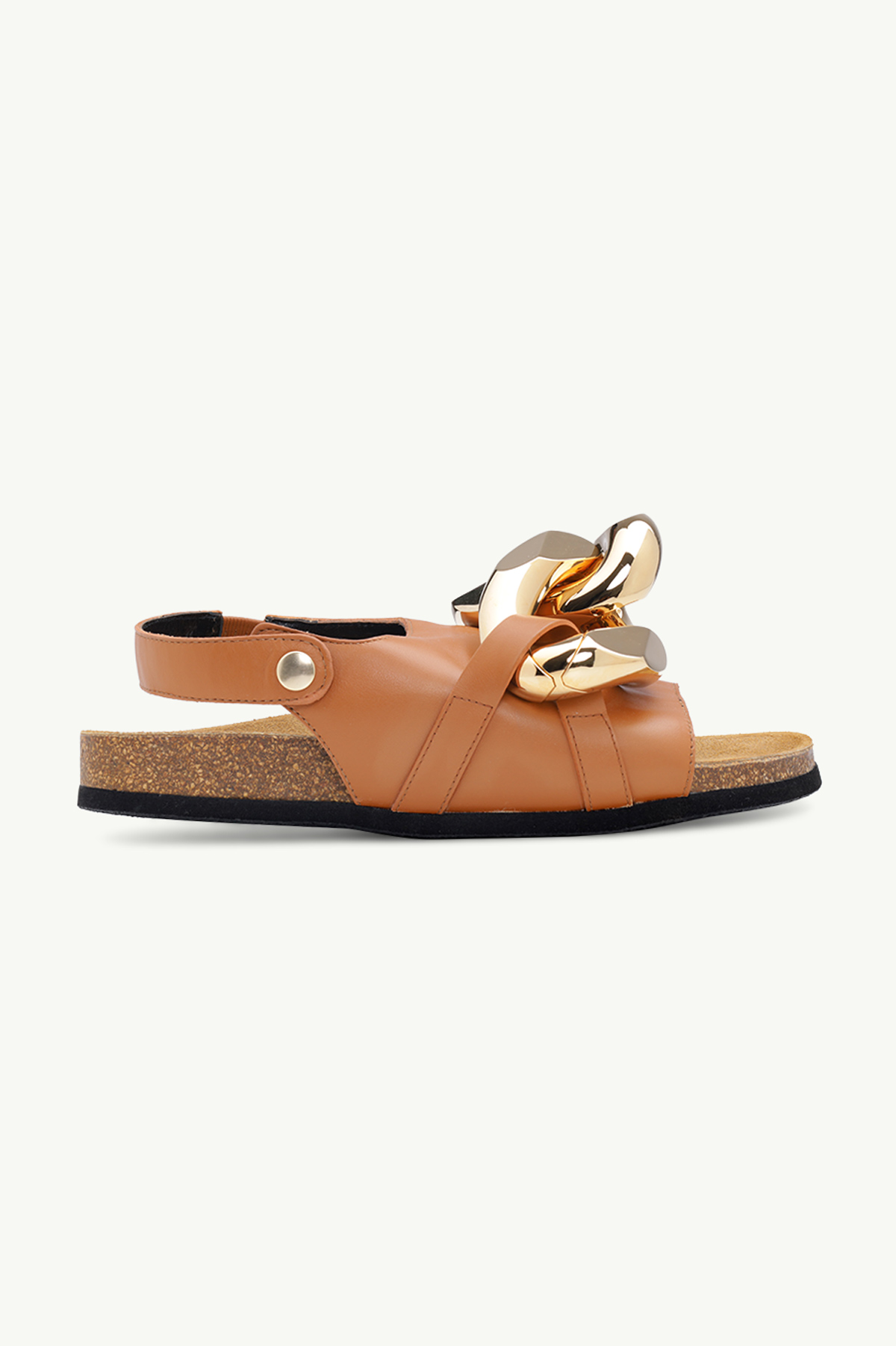 JW ANDERSON Women Slingback Sandals in Brown Leather with Chain Link 0