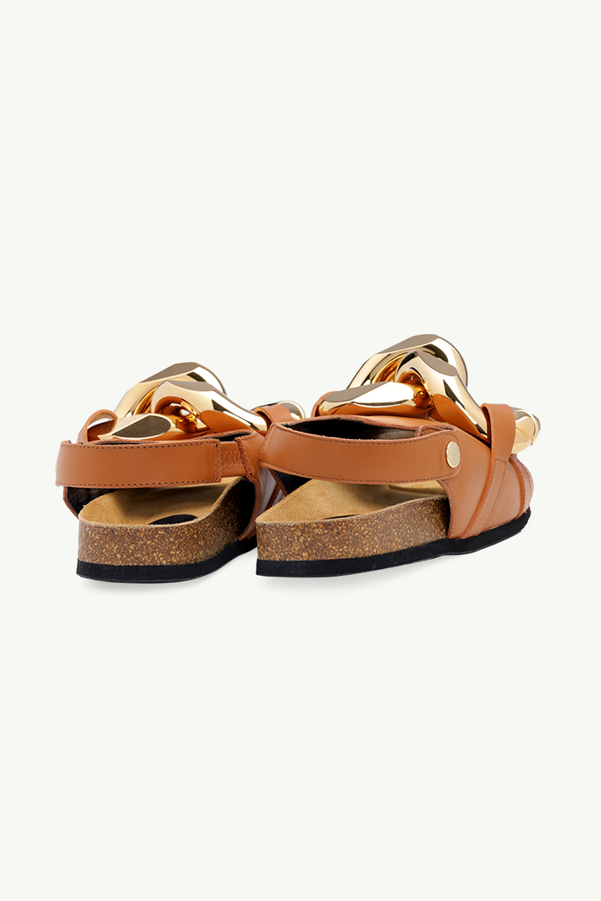 JW ANDERSON Women Slingback Sandals in Brown Leather with Chain Link 2