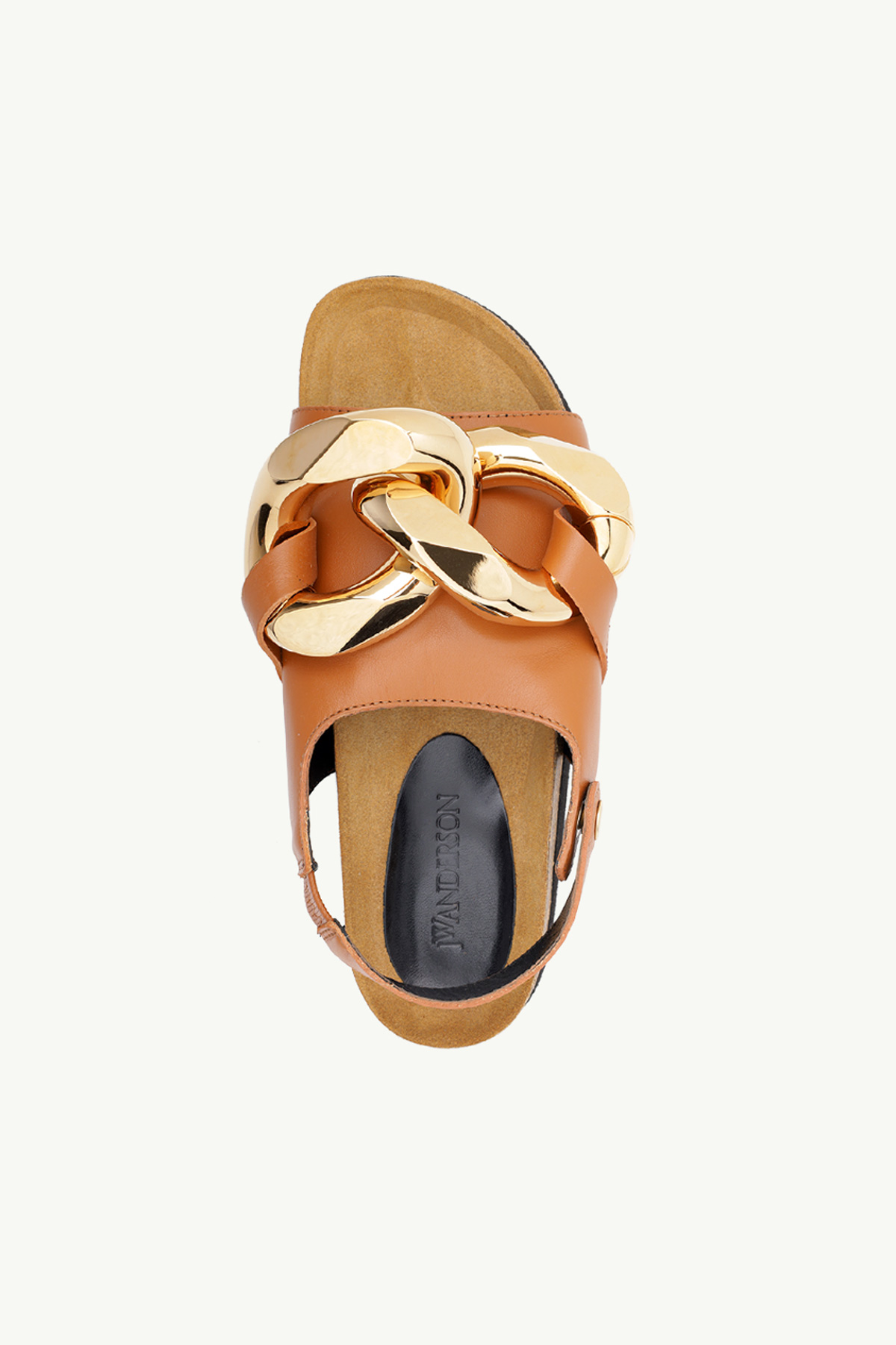 JW ANDERSON Women Slingback Sandals in Brown Leather with Chain Link 3