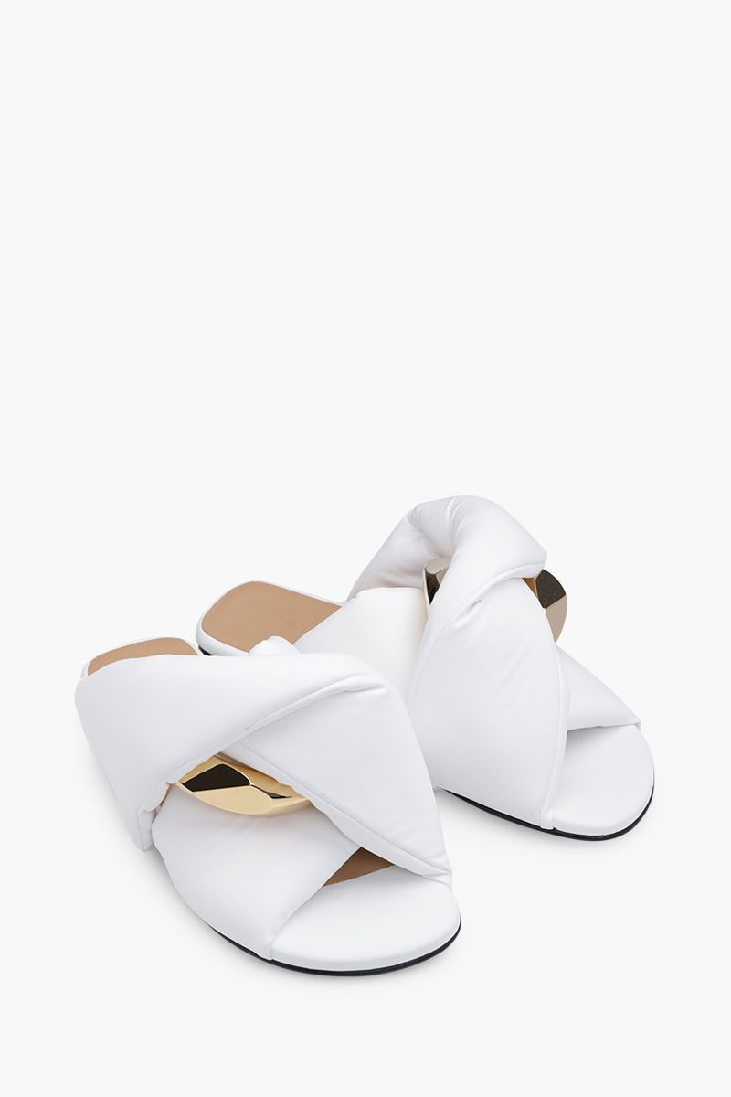 JW ANDERSON Women Chain Slide Sandals in White GHW 1