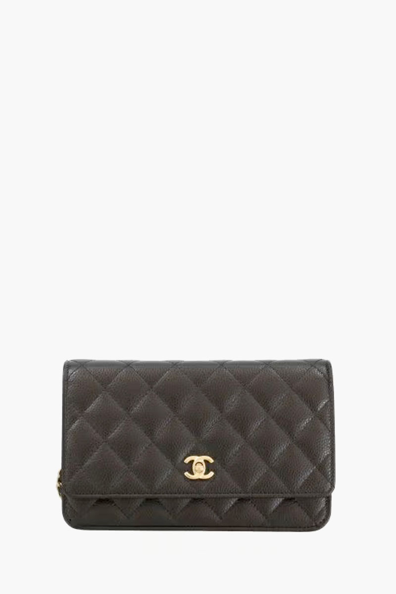 CHANEL Classic Wallet On Chain in Black Caviar LGHW 0