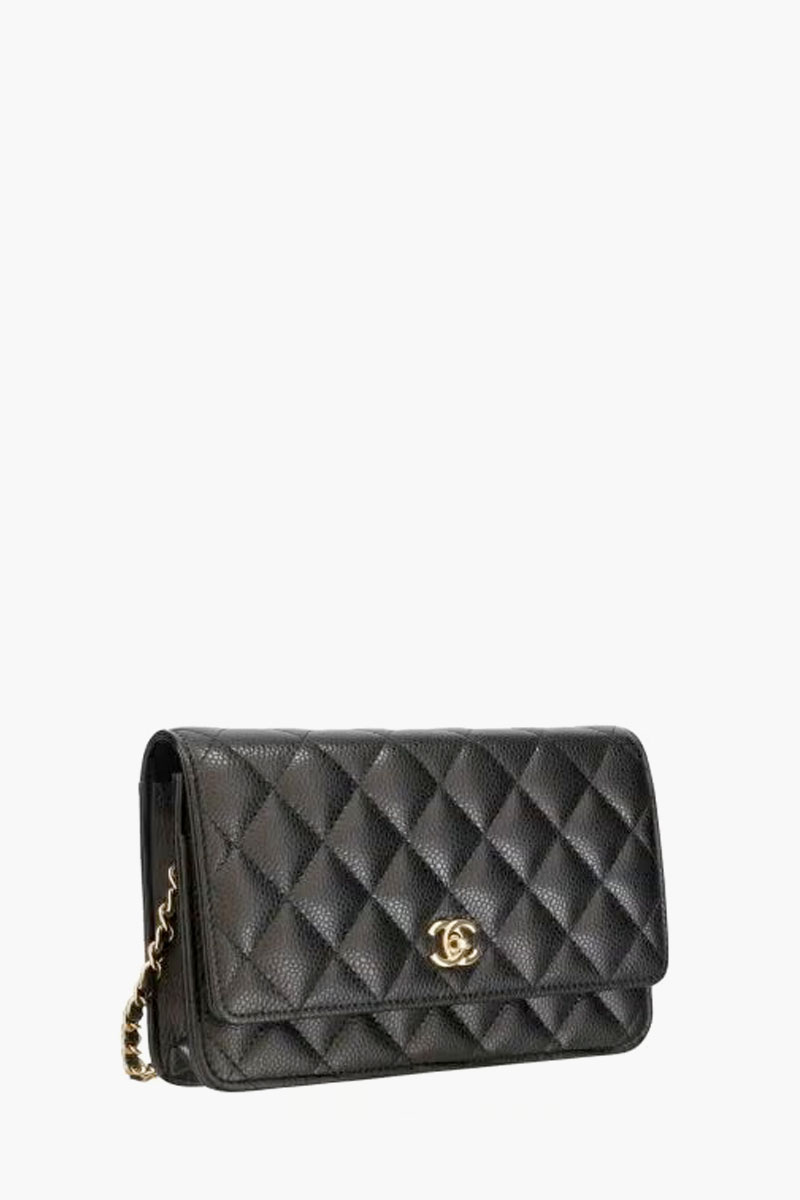 CHANEL Classic Wallet On Chain in Black Caviar LGHW 1