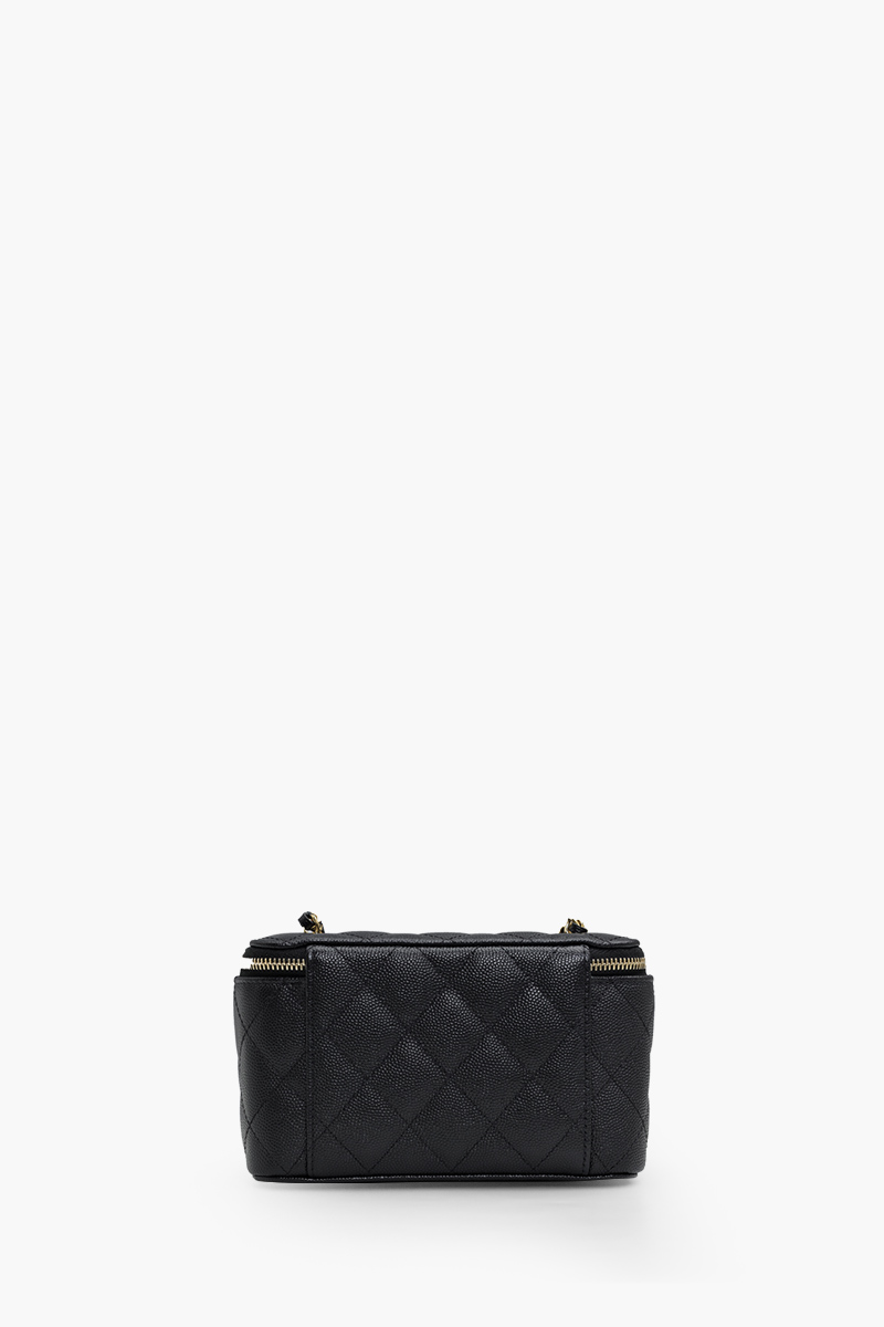 CHANEL Classic Vanity Chain Crossbody Bag in Black Caviar Leather GHW with Mirror 1