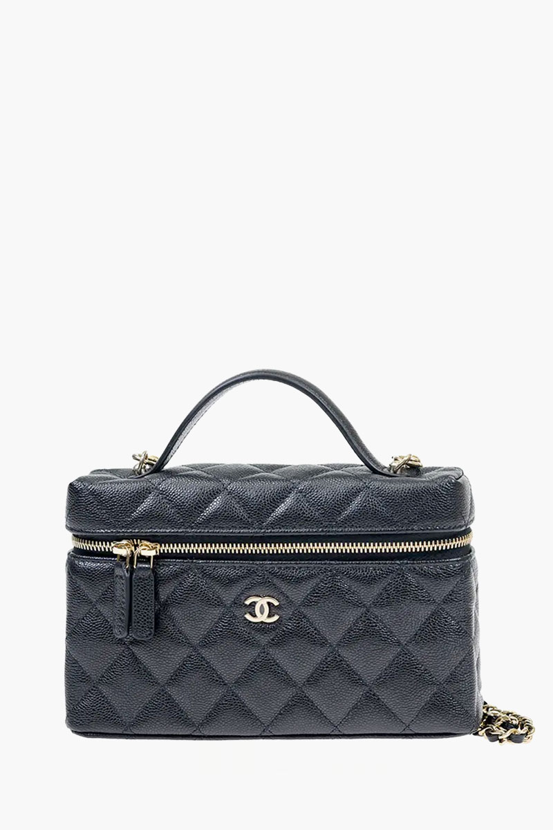 CHANEL Vanity Clutch with Chain in Black Caviar GHW 0