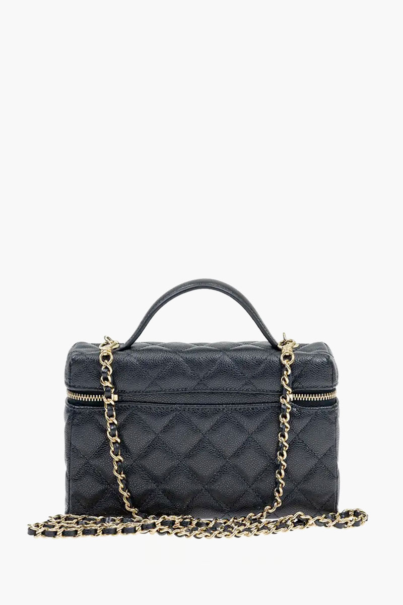 CHANEL Vanity Clutch with Chain in Black Caviar GHW 1