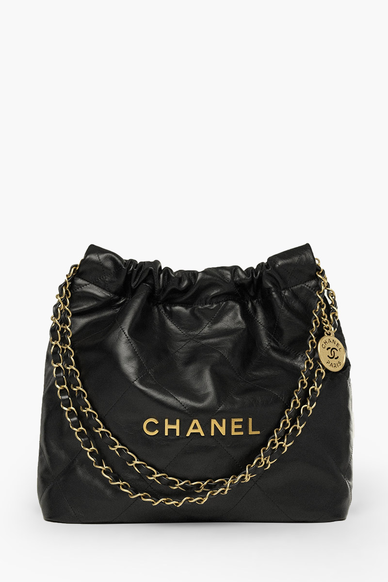 CHANEL Small C 22 Handbag in Black Shiny Calfskin GHW 0