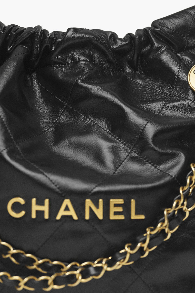 CHANEL Small C 22 Handbag in Black Shiny Calfskin GHW 3