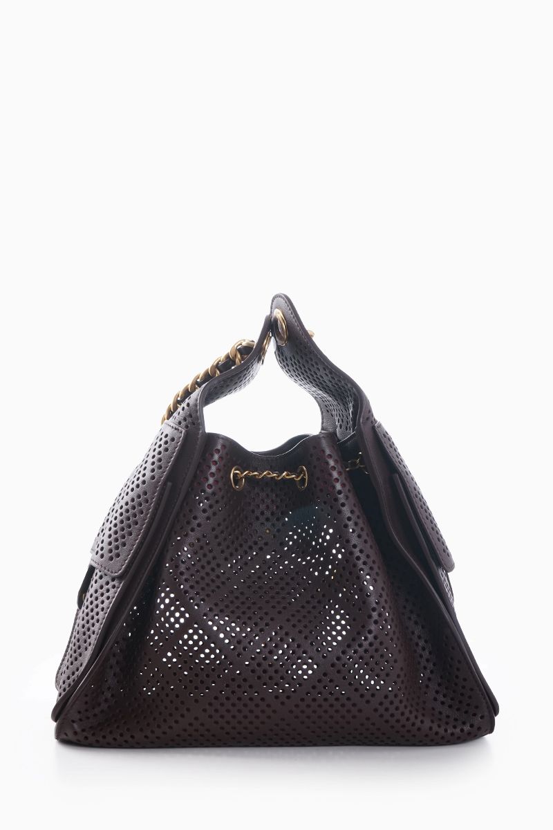 CHANEL 25 Small Bag in Dark Brown Perforated Calfskin GHW 2