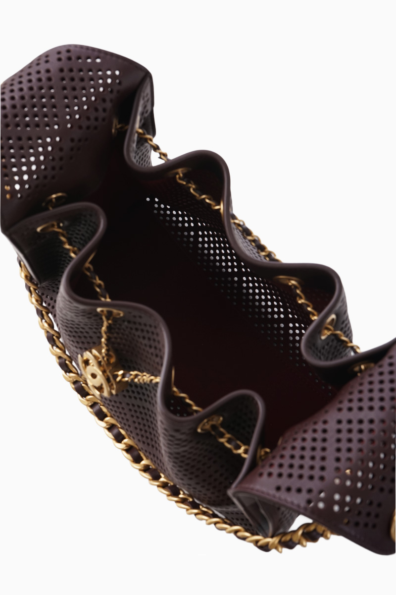 CHANEL 25 Small Bag in Dark Brown Perforated Calfskin GHW 4