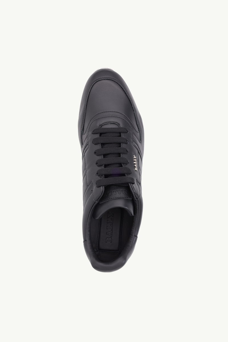 BALLY Men Asler Sneakers in Black Calf Leather with Stripe 3