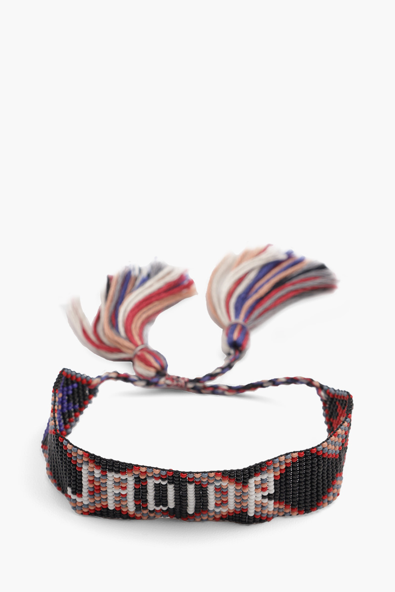 CHRISTIAN DIOR J'adior Mini Resin Beads Bracelet in Black/Red/Pink Multicolor with Tassel 1