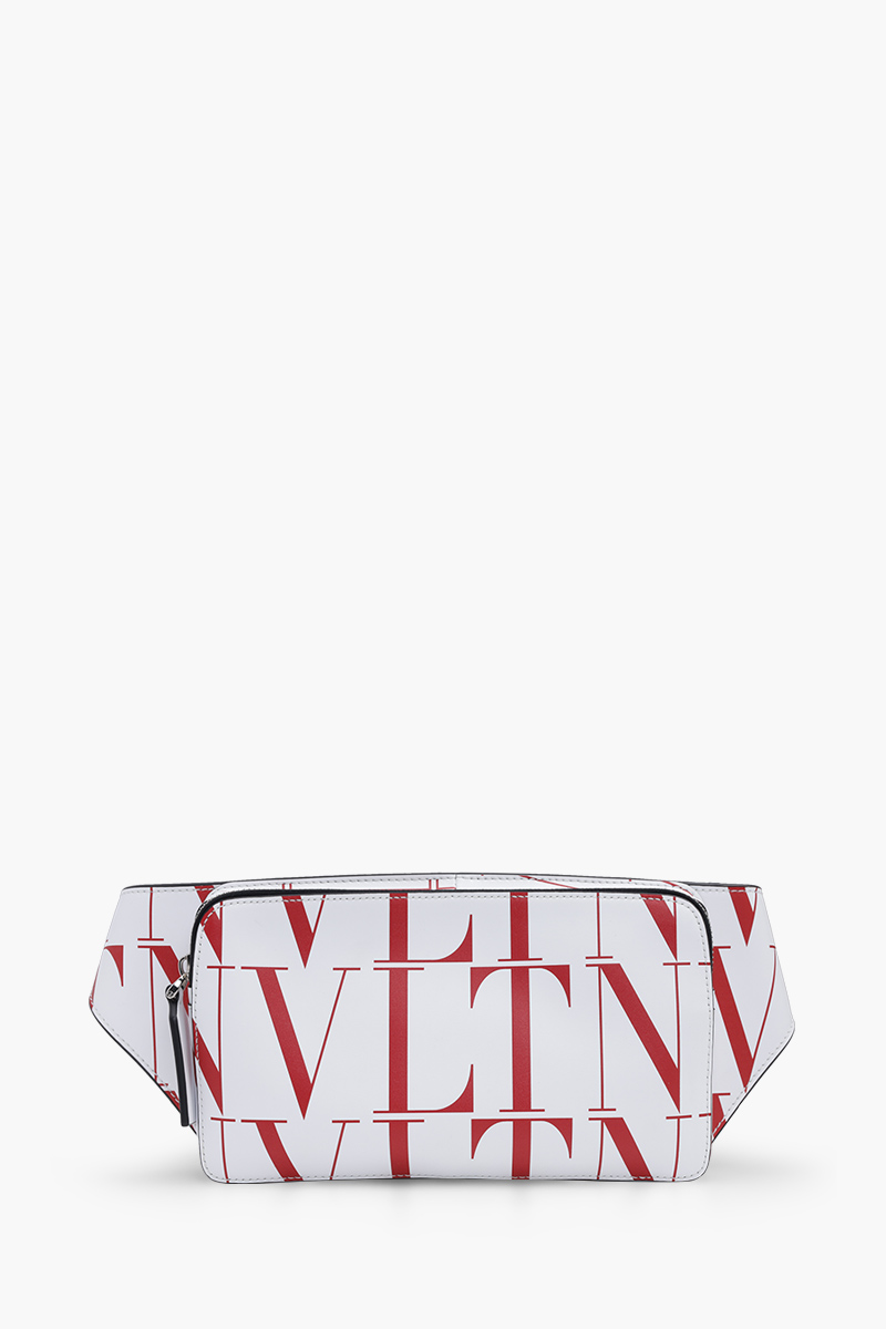 VALENTINO Men VLTN Times Belt Bag in White/Red 0