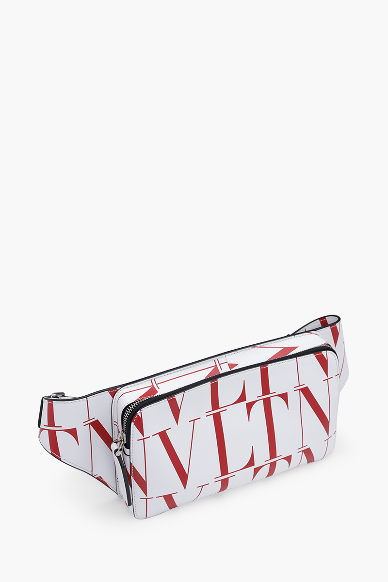 VALENTINO Men VLTN Times Belt Bag in White/Red 2