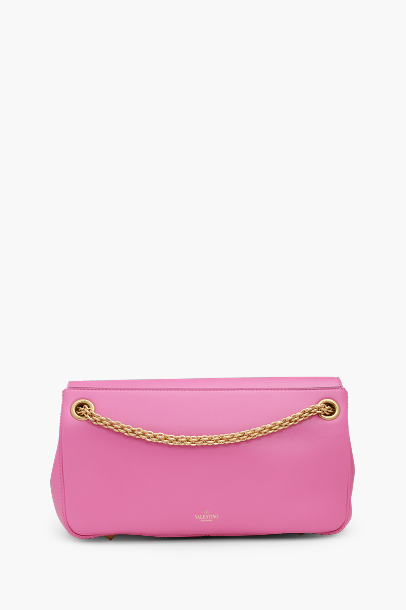 VALENTINO Stud Sign Nappa VLogo Shoulder Bag in Pink 1