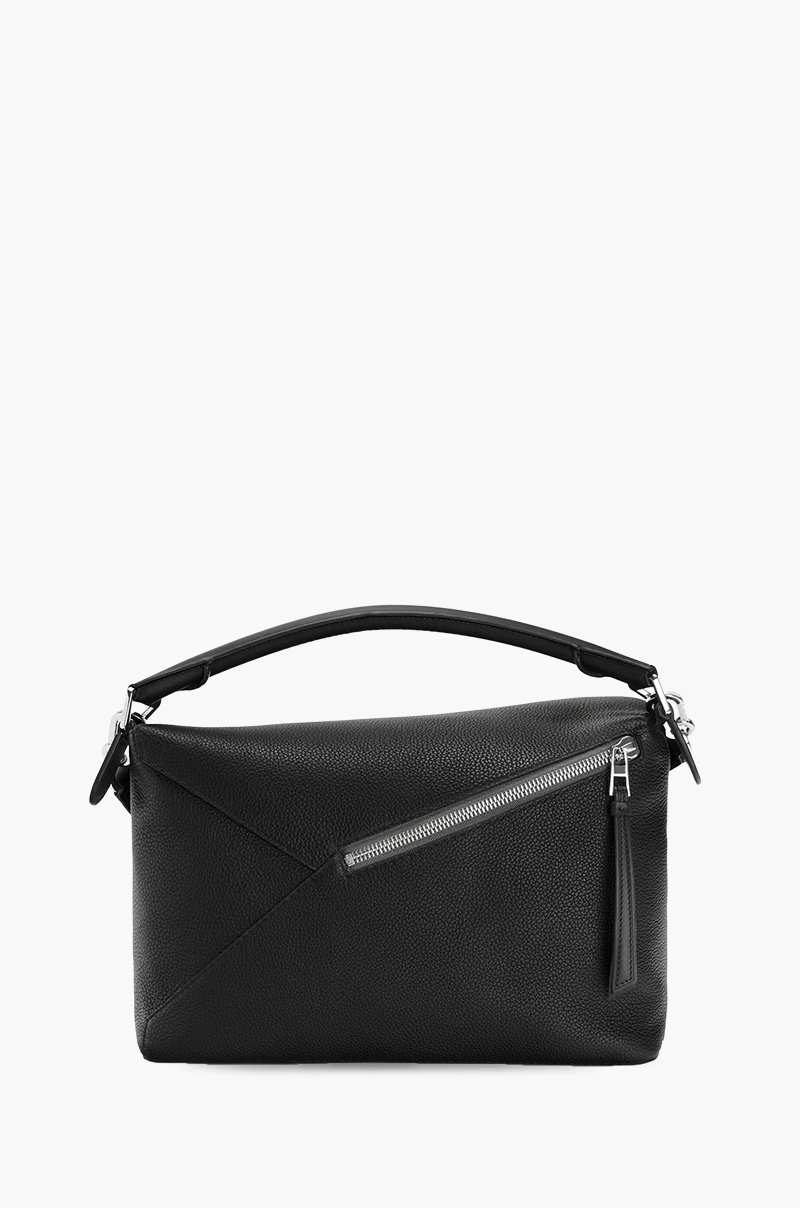 LOEWE Medium Puzzle Bag in Black Grained Calfskin 1