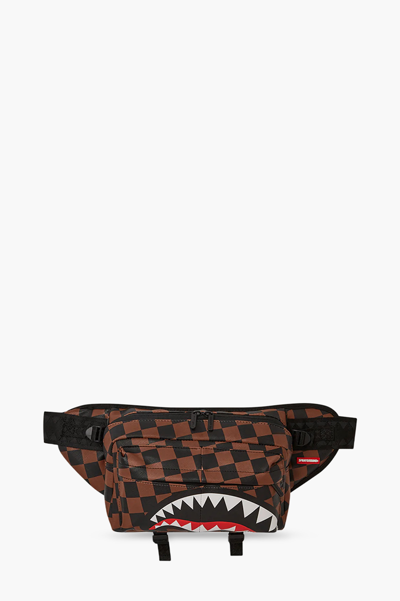 SPRAYGROUND The Hangover Shark Cargo Crossbody Waist Bag in Brown Multicolor 0