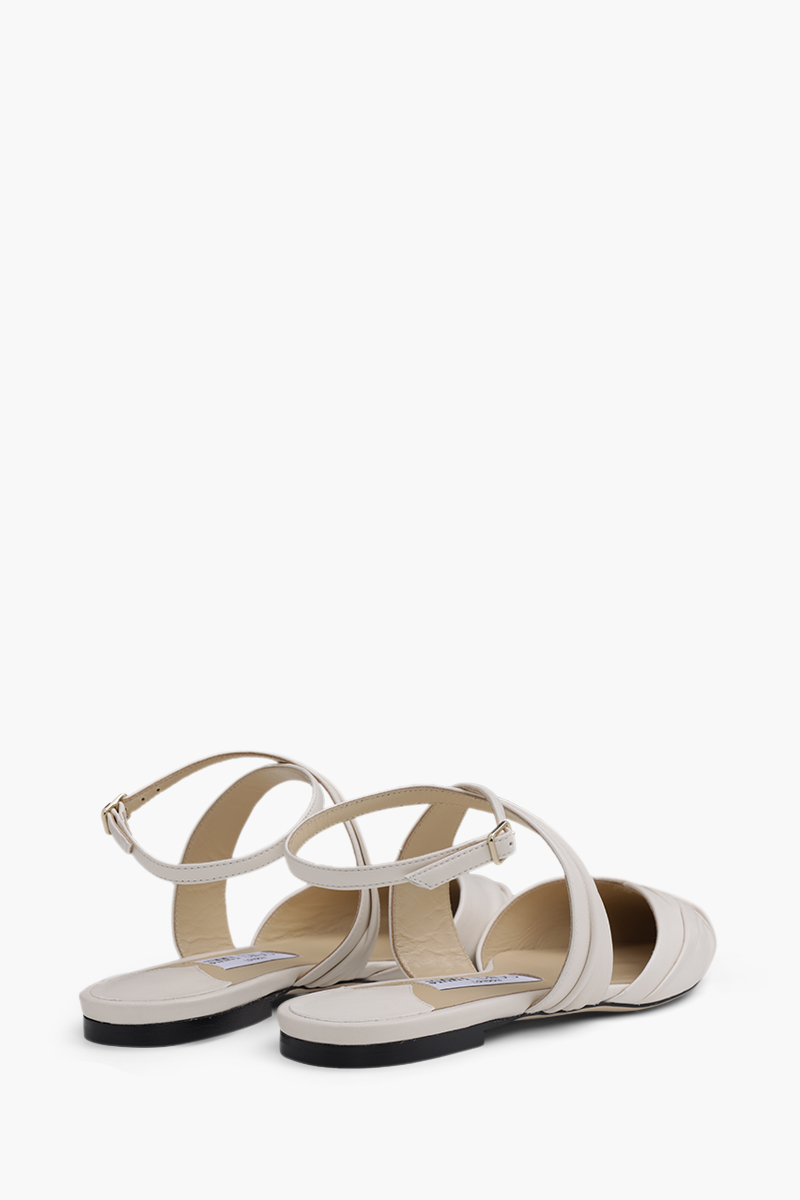 JIMMY CHOO Women Basil Crossover Flats in Latte Leather 2