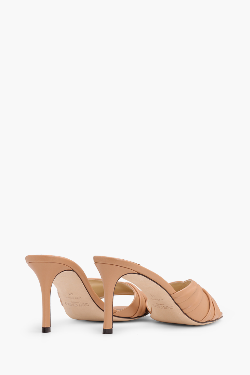 JIMMY CHOO Women Basil Mules 75mm in Caramel Nappa Leather 2