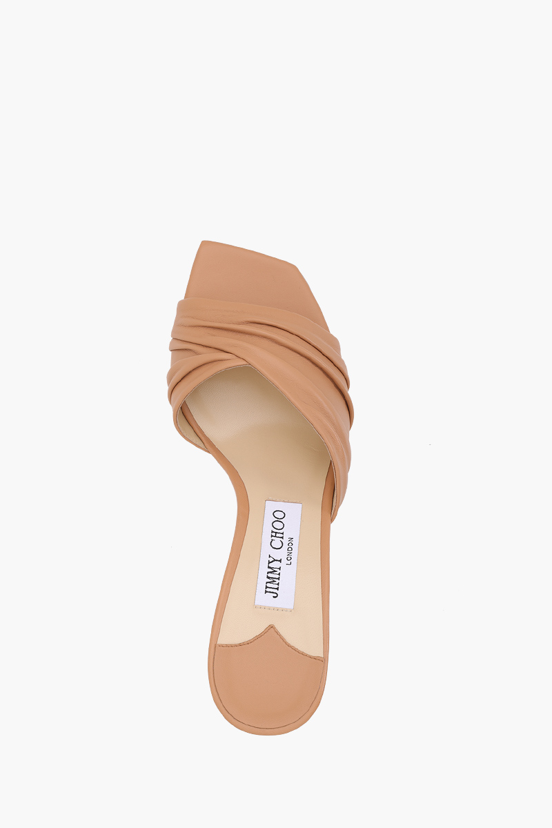 JIMMY CHOO Women Basil Mules 75mm in Caramel Nappa Leather 3