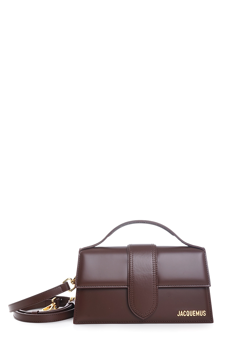JACQUEMUS Le Grand Bambino Flap Crossbody Bag in Brown Smooth Leather 0