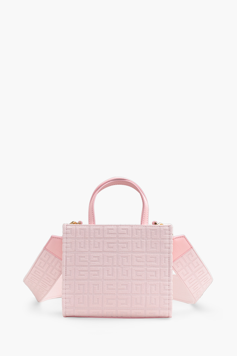 GIVENCHY Mini Embroidered G Shopper Tote Bag in Tender Pink Canvas with 4G Debossed Shoulder Strap 1