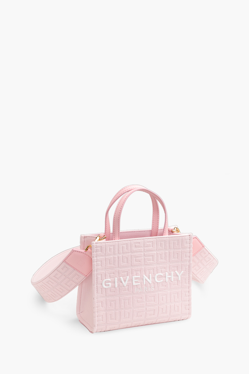 GIVENCHY Mini Embroidered G Shopper Tote Bag in Tender Pink Canvas with 4G Debossed Shoulder Strap 2