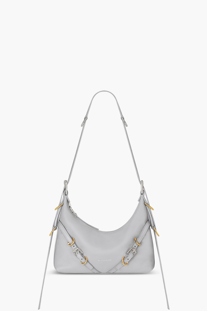 GIVENCHY Mini Voyou Crossbody Bag in Light Grey Tumbled Calfskin Leather 0