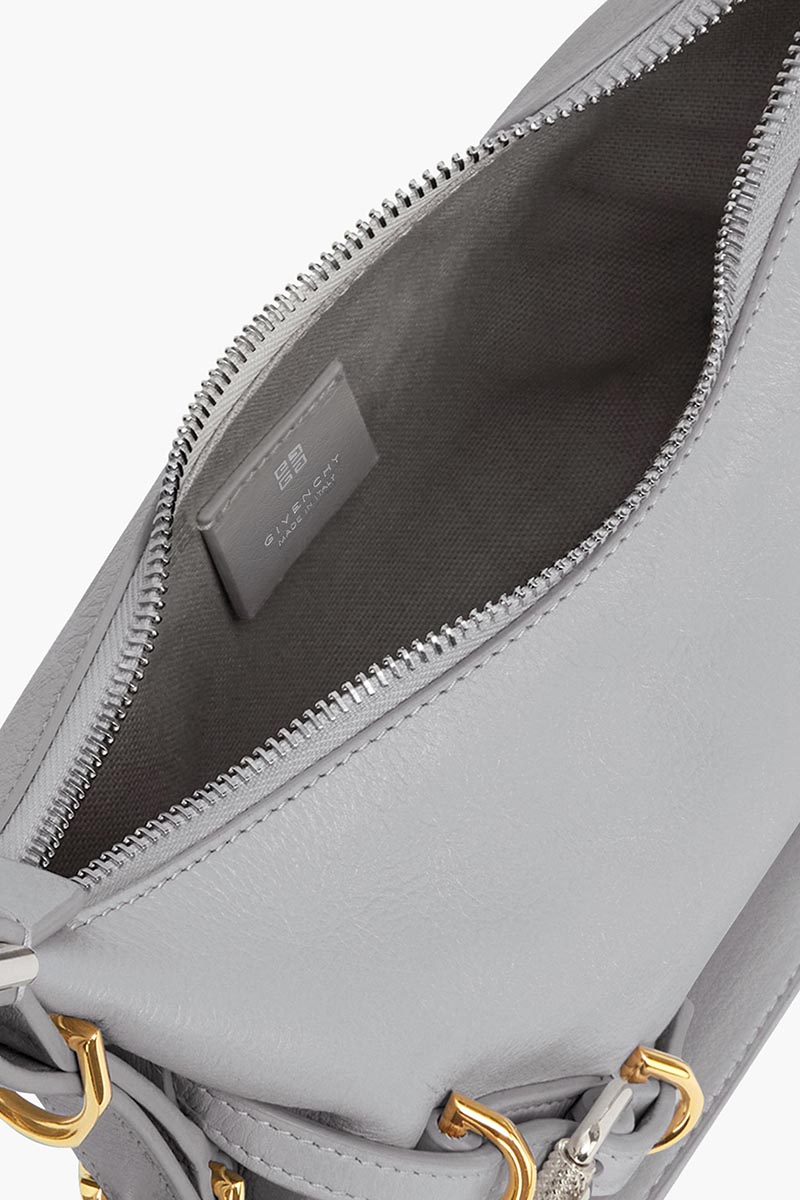 GIVENCHY Mini Voyou Crossbody Bag in Light Grey Tumbled Calfskin Leather 3
