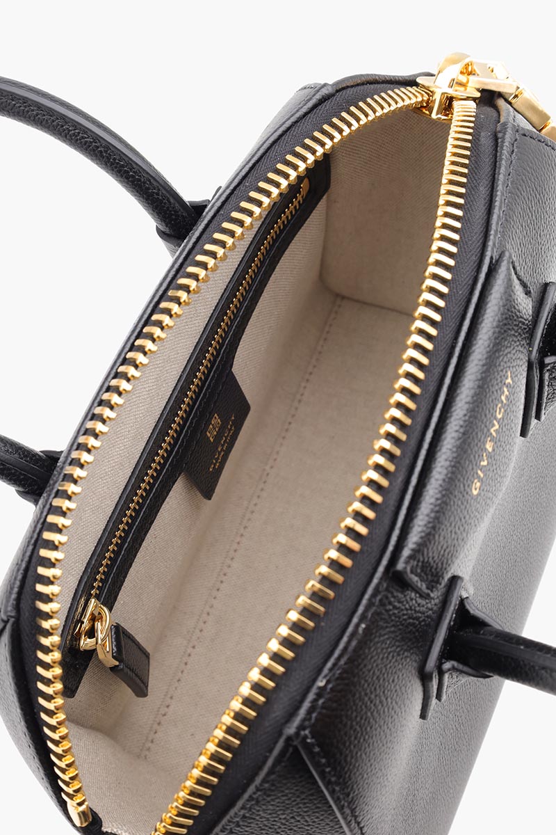 GIVENCHY Mini Antigona Bag in Black Grained Leather with Metal-Braided Strap 3