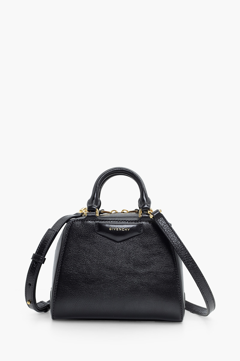 GIVENCHY Nano Antigona Cube Bag in Black Shiny Buffalo Calfskin Leather with Strap 0