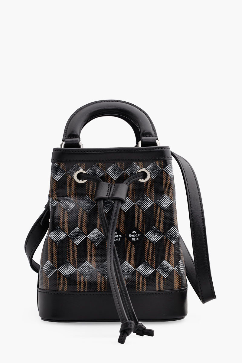 AU DEPART La Petite Dauphine Monogram Bucket Bag in Black Multicolor Reflective Jacquard 0