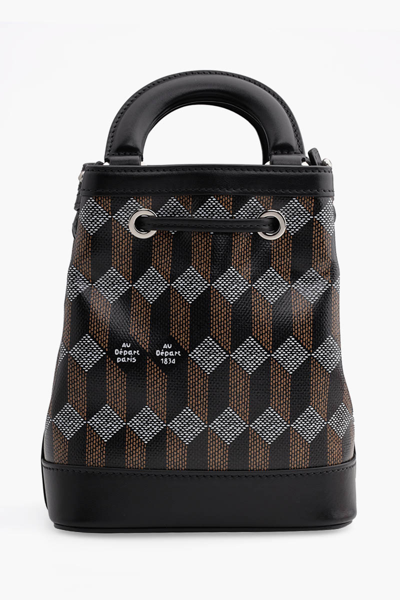 AU DEPART La Petite Dauphine Monogram Bucket Bag in Black Multicolor Reflective Jacquard 1