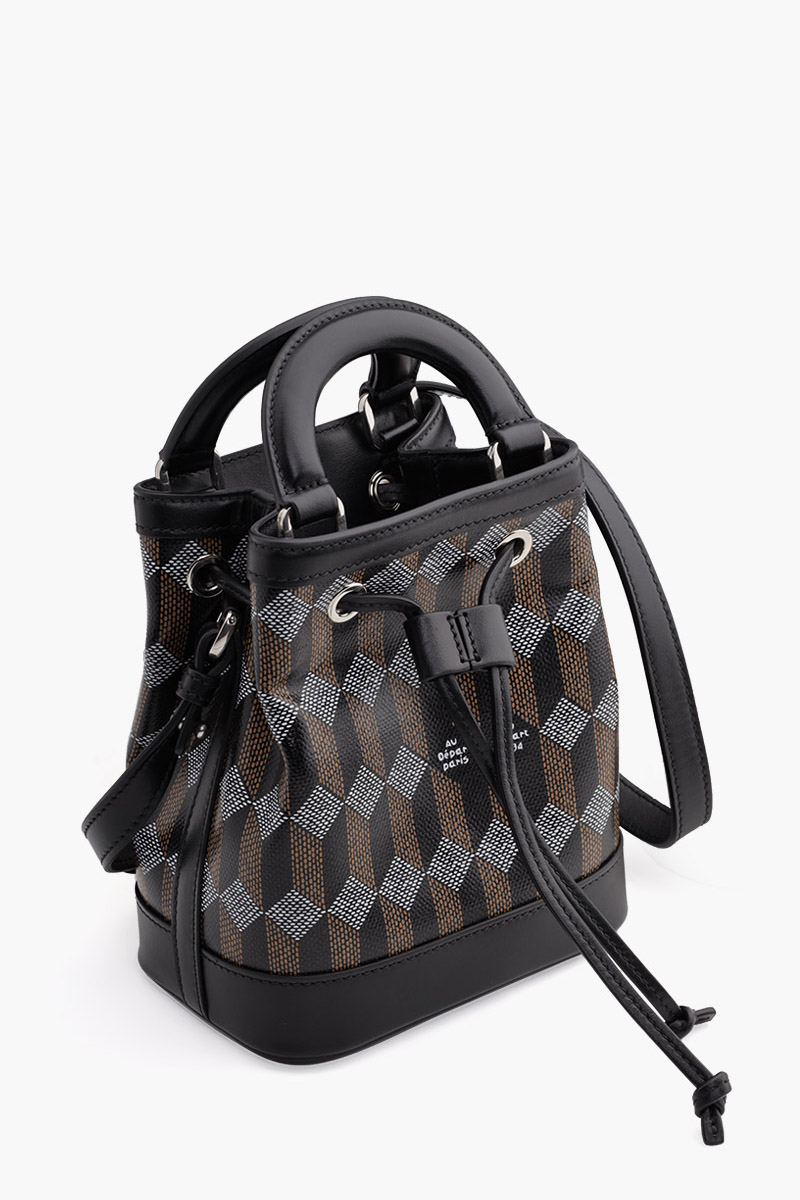 AU DEPART La Petite Dauphine Monogram Bucket Bag in Black Multicolor Reflective Jacquard 2