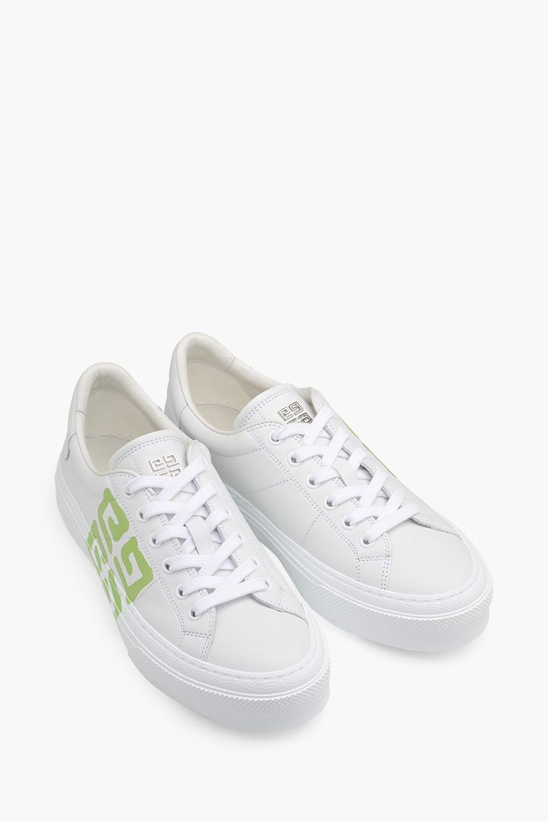GIVENCHY Women 4G Effect City Sneakers in White/Green 1