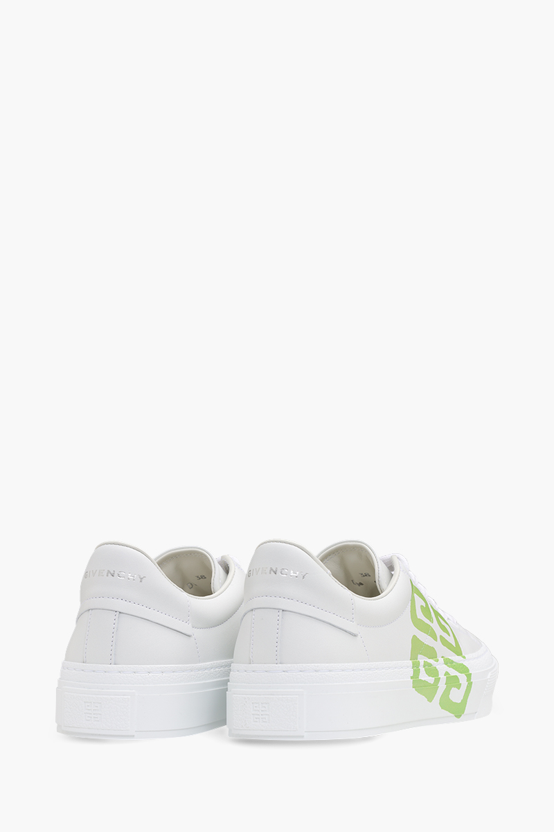 GIVENCHY Women 4G Effect City Sneakers in White/Green 2