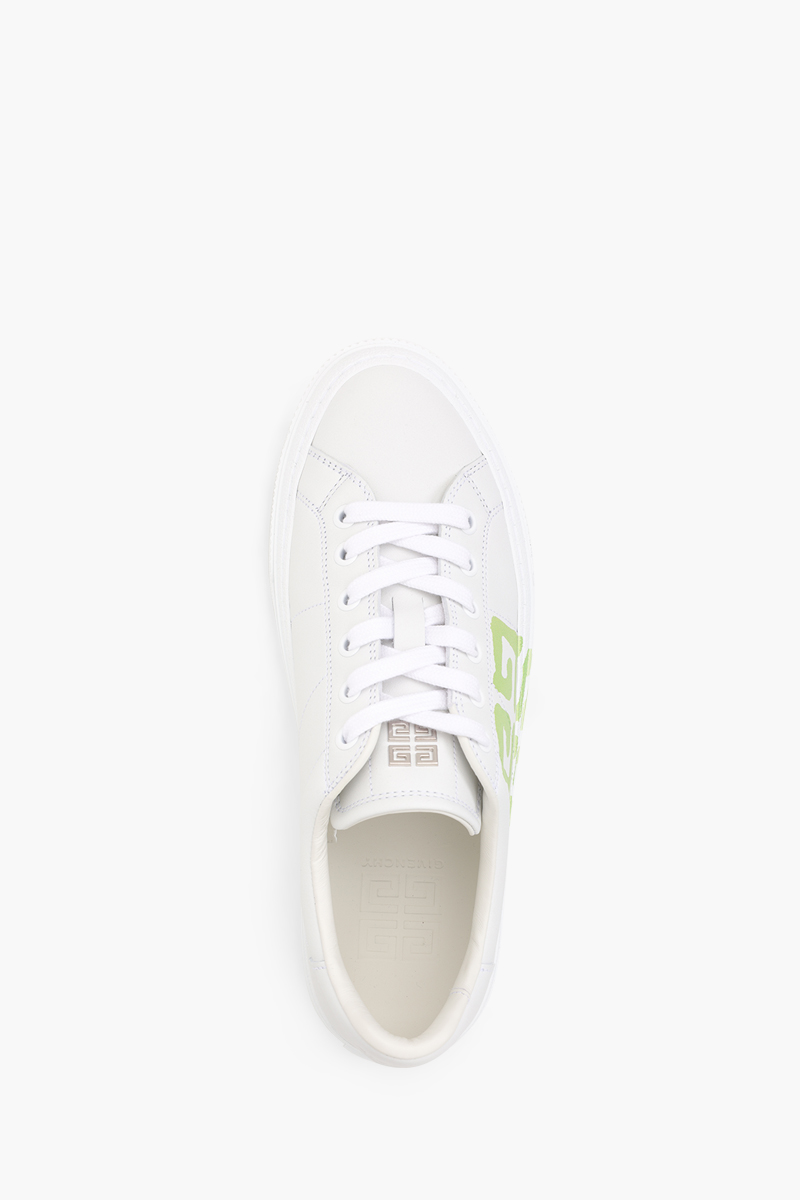 GIVENCHY Women 4G Effect City Sneakers in White/Green 3