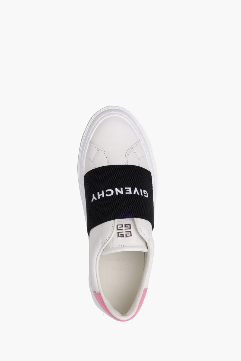 GIVENCHY Women 4G Logo Street Sneakers in White/Black/Pink with Logo Webbing 3