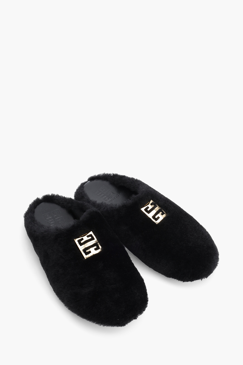 GIVENCHY Women 4G Slippers in Black Shearling 1