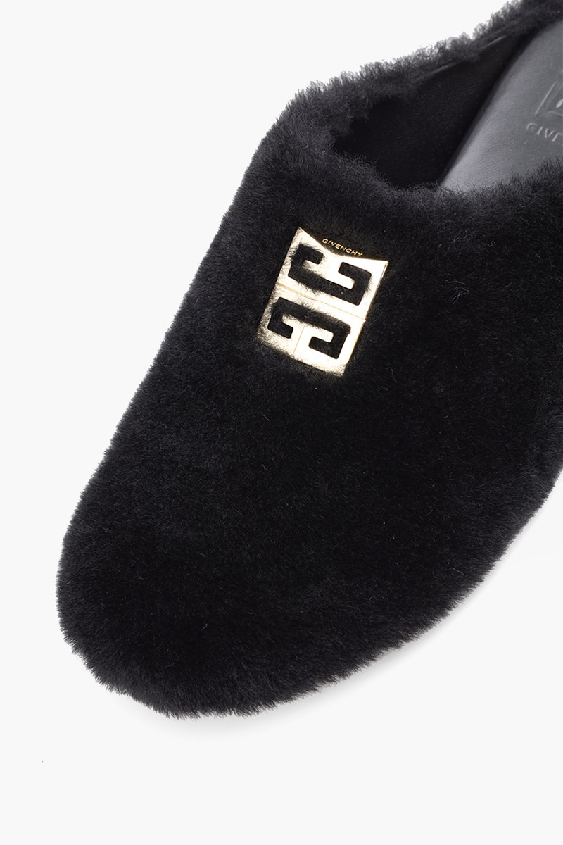 GIVENCHY Women 4G Slippers in Black Shearling 4