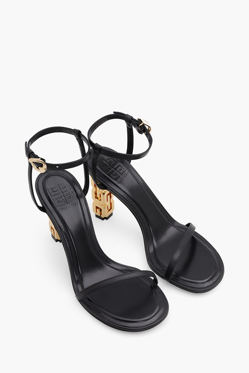 GIVENCHY Women G Cube Ankle Strap Sandals 85mm in Black Leather 1