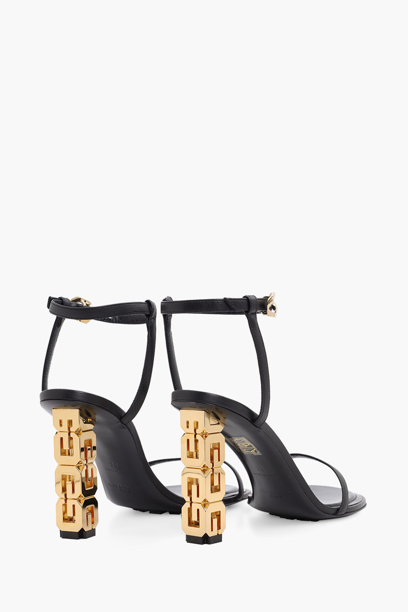 GIVENCHY Women G Cube Ankle Strap Sandals 85mm in Black Leather 2