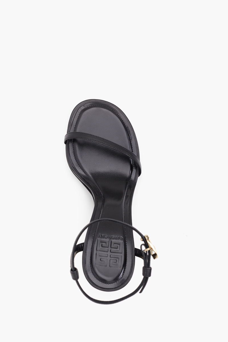 GIVENCHY Women G Cube Ankle Strap Sandals 85mm in Black Leather 3