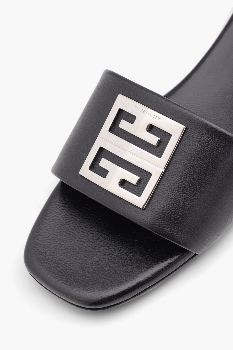 GIVENCHY Women 4G Plaque Logo Flat Sandals in Black SHW Leather 4