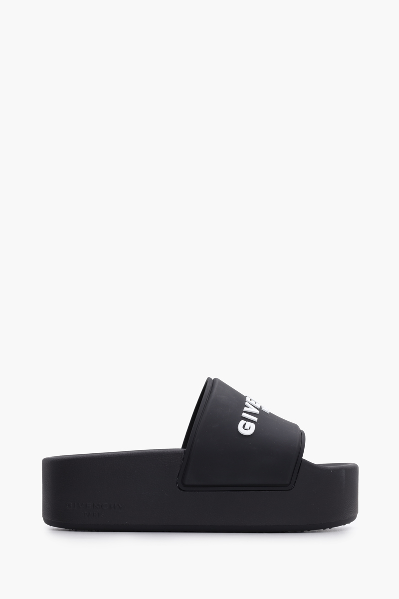 GIVENCHY Women Logo Platform Slides in Black Rubber 0