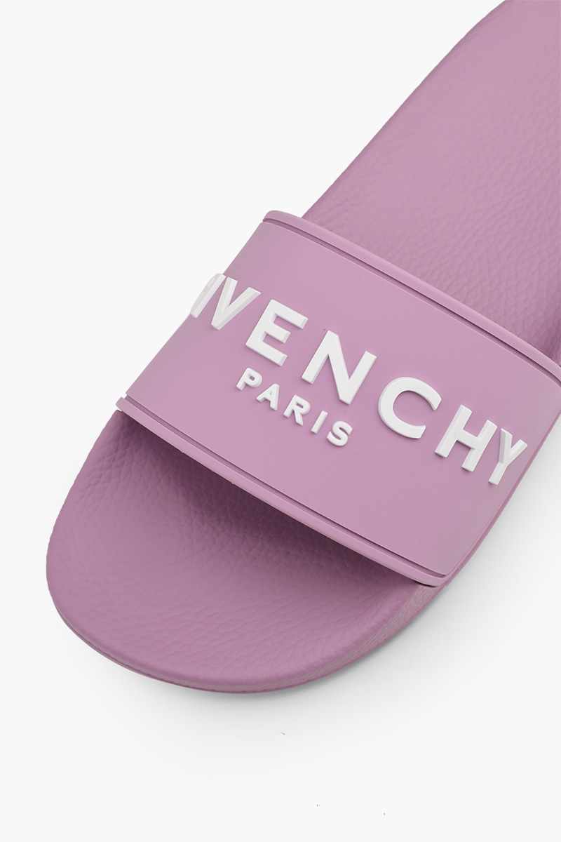 GIVENCHY Women Logo Signature Raised Slides in Orchid Purple Rubber 4