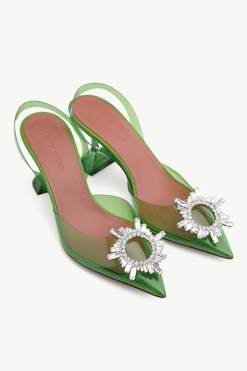 AMINA MUADDI Women Begum Glass Slingback PVC Pumps 70mm in Jungle 1