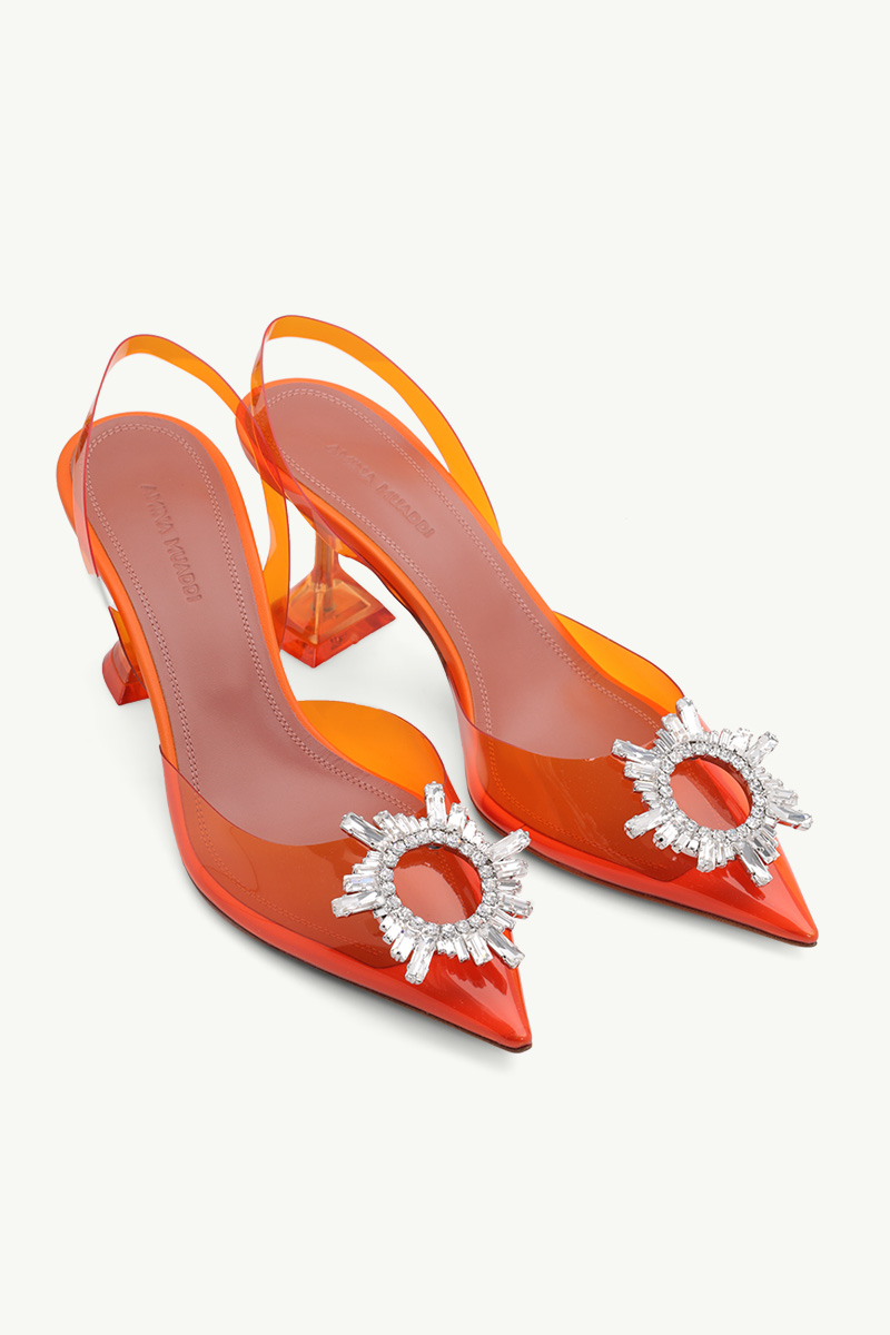 AMINA MUADDI Women Begum Glass Slingback PVC Pumps 70mm in Orange 1