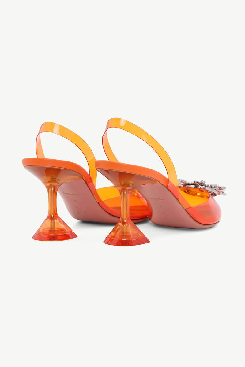 AMINA MUADDI Women Begum Glass Slingback PVC Pumps 70mm in Orange 2