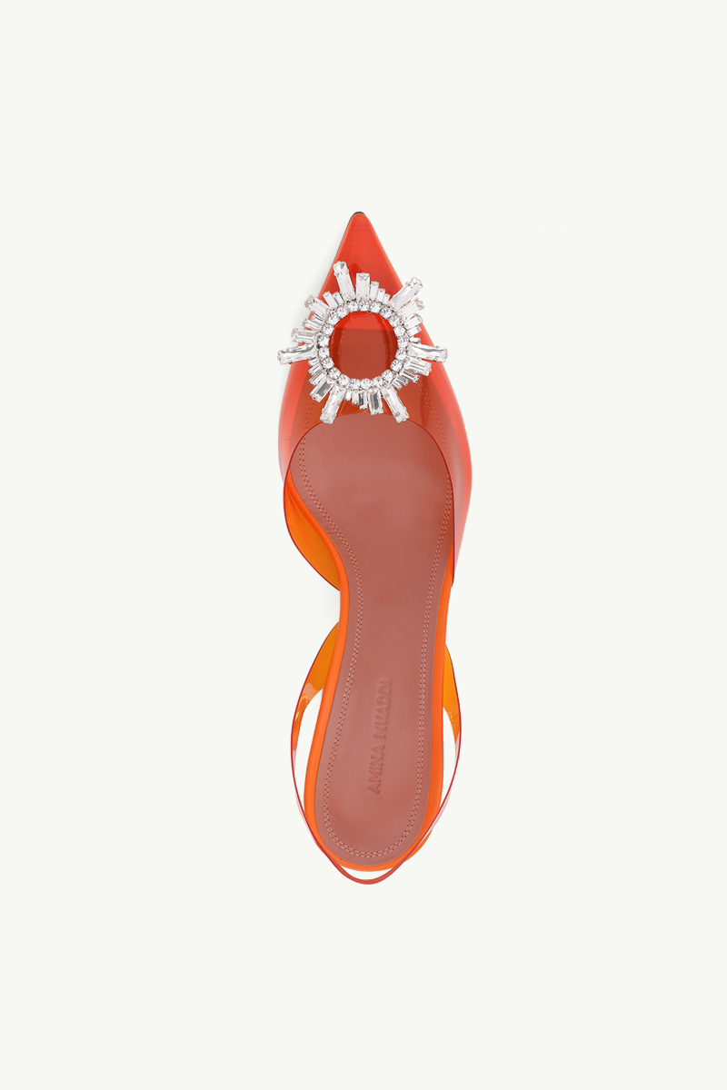 AMINA MUADDI Women Begum Glass Slingback PVC Pumps 70mm in Orange 3