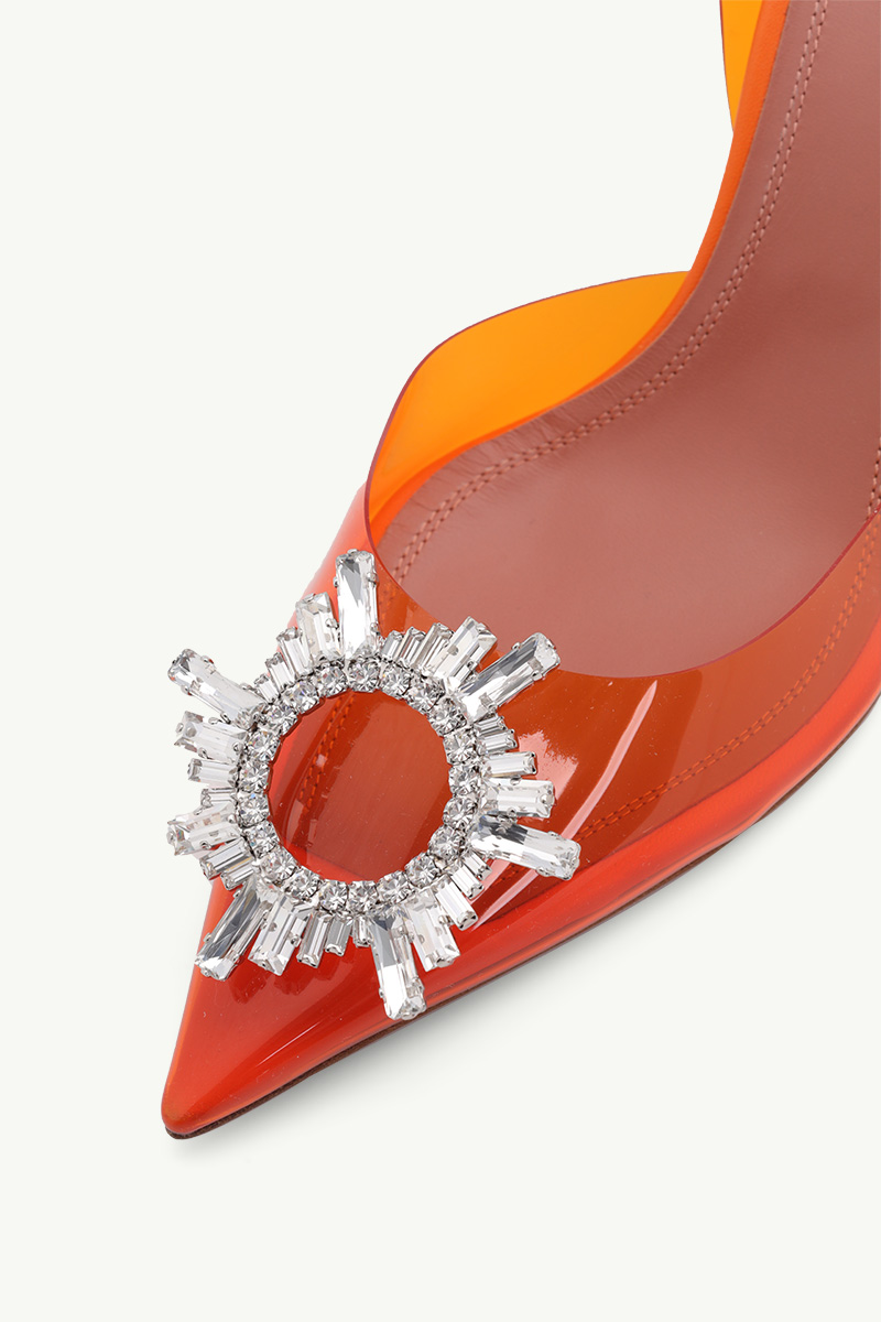 AMINA MUADDI Women Begum Glass Slingback PVC Pumps 70mm in Orange 4